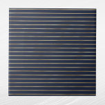 Azulejo Elegante línea doble de oro azul de la marina<br><div class="desc">Baldosa azul marino con doble línea dorada Código hexadecimal para azul marino es #202A44.</div>