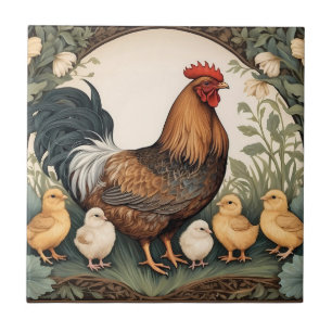 Azulejo Elegante Madre Hen Con Chicas