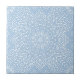 Azulejo Elegante Mandala azul claro