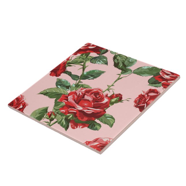 Azulejo Elegante Moda Elegante Flores Girales Rosa de moda (Lado)