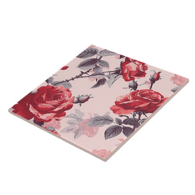 Azulejo Elegante Moda Elegante Flores Girales Rosa de moda (Lado)