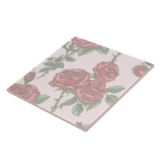 Azulejo Elegante Moda Elegante Flores Girales Rosa de moda (Lado)