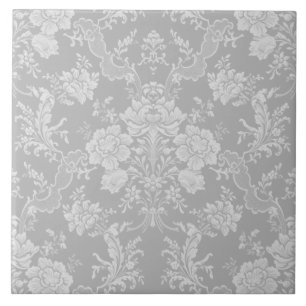 Azulejo Elegante Moda romántica Damasco floral gris
