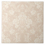 Azulejo Elegante Moda romántica floral Damasco-Crema<br><div class="desc">Elegante diseño adamascado floral de inspiración vintage con flores color crema pastel monocromo de moda,  rollitos frondosos y bolsitas de delicadas cintas de encaje. Este patrón es fluido y puede ampliarse o reducirse.</div>