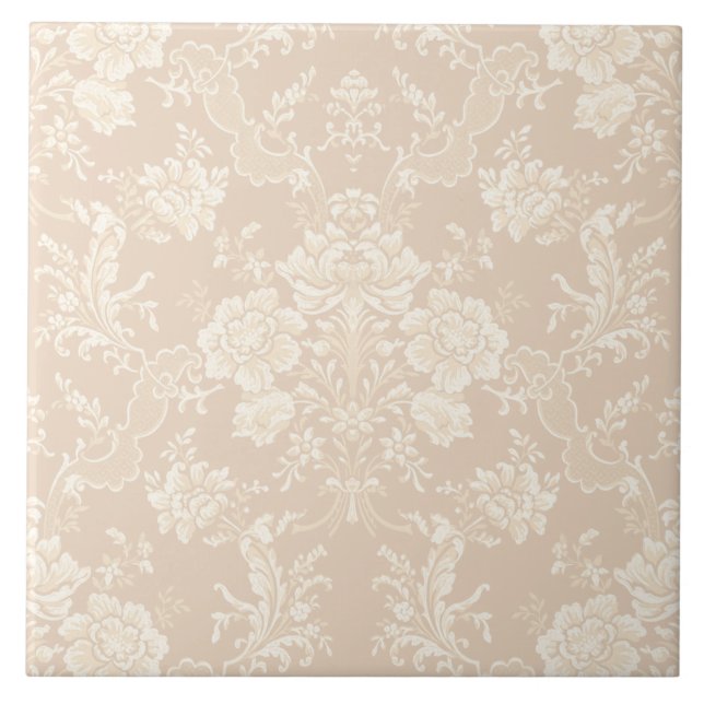 Azulejo Elegante Moda romántica floral Damasco-Crema (Frente)