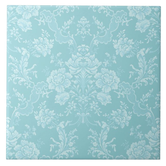 Azulejo Elegante Moda romántica floral Damasco-Mint (Frente)