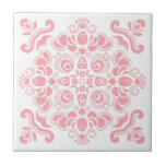 Azulejo Elegante Moderno Feminine Light Rosa Elegante Blan<br><div class="desc">Hermoso adorno decorativo moderno y original de color rosa claro femenino sobre una baldosa de cerámica de fondo blanco. El color de fondo es personalizado y se puede cambiar a cualquier otro. Para cambiar el color del diseño,  póngase en contacto con el diseñador.</div>
