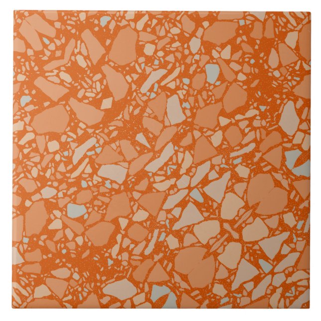 Azulejo Elegante moderno Naranja oscuro Terrazzo Tile Efec (Frente)
