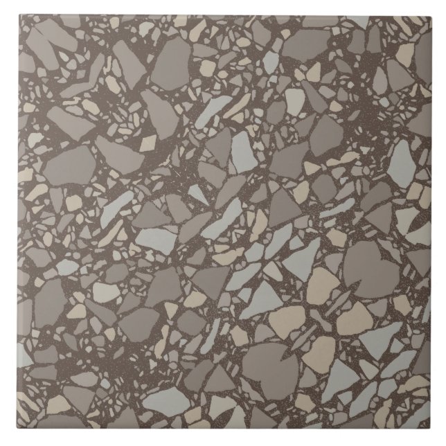 Azulejo Elegante moderno Taupe Brown Terrazzo Efecto Tile (Frente)
