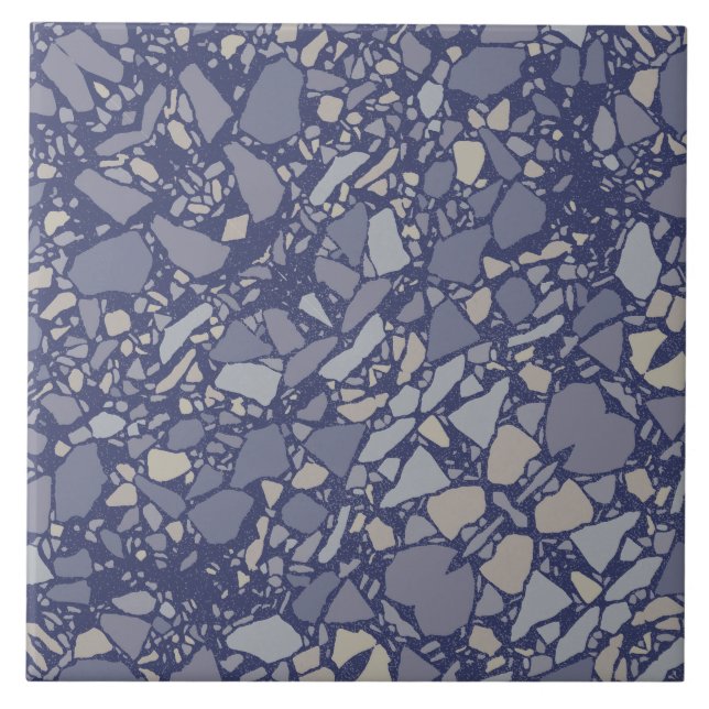 Azulejo Elegante moderno Tile efecto Terrazzo azul oscuro (Frente)