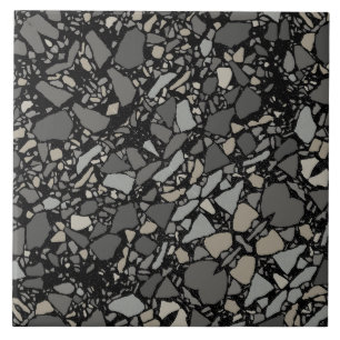 Azulejo Elegante moderno Tile efecto Terrazzo negro oscuro