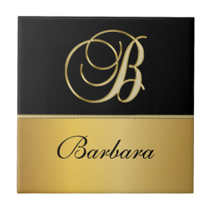 Azulejo Elegante Monograma "B" Nombre personalizado Oro ne