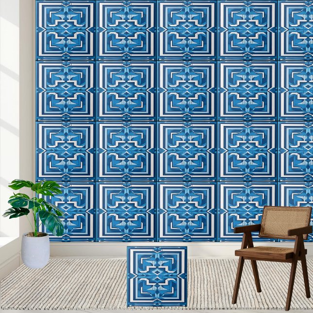 Azulejo Elegante mosaico cerámico griego azul y blanco (Subido por el creador)