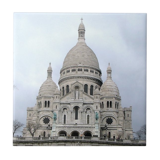 Azulejo Elegante mosaico con una foto del Sacre Coeur de P (Frente)