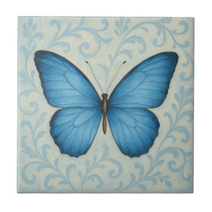 Azulejo Elegante mosaico de cerámica de mariposa azul