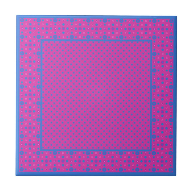 Azulejo Elegante mosaico de cerámica, magenta: puntos azul (Frente)