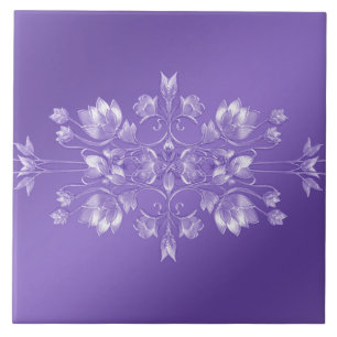Azulejo Elegante mosaico de cerámica morada floral