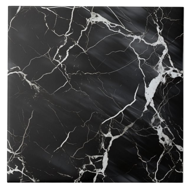 Azulejo Elegante mosaico de mármol negro (Frente)