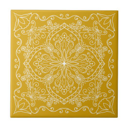 Azulejo Elegante mostaza amarillo decorativo
