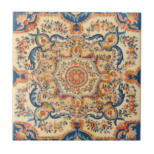 Azulejo Elegante Naranja azul barroco vintage italiano