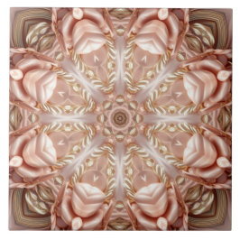 Azulejo Elegante Naranja Peach Floral Cerámica Tile
