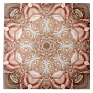 Azulejo Elegante Naranja Peach Floral Cerámica Tile