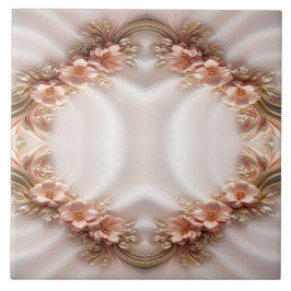 Azulejo Elegante Naranja Peach Floral Cerámica Tile