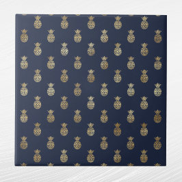 Azulejo Elegante Navy Blue Gold Pineapple