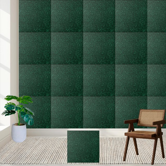 Azulejo Elegante negrita Purpurina verde Sprinkle Radiant (Elegant Bold Green Glitter Sprinkle Radiant Ceramic Tile)