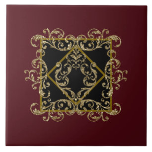 Azulejo Elegante negro y burdeos