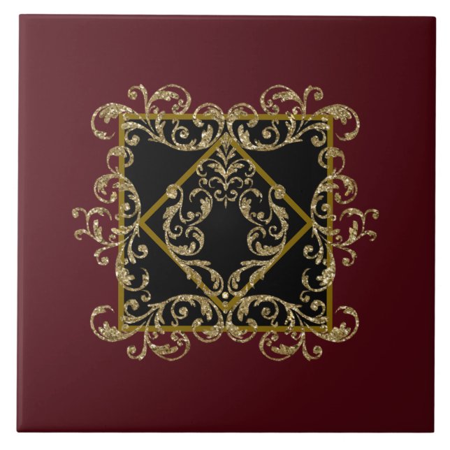 Azulejo Elegante negro y burdeos (Frente)