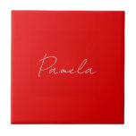 Azulejo Elegante Nombre Minimalista Clásico Cálido Rojo<br><div class="desc">Esta plantilla se puede personalizar para satisfacer todas las ocupaciones profesionales.</div>