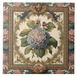 Azulejo Elegante Nouveau Floral Vintage Aves