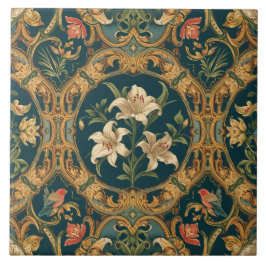 Azulejo Elegante Nouveau Floral Vintage Aves