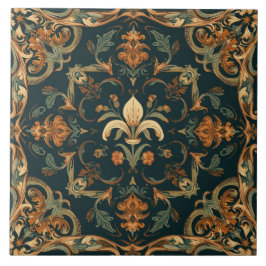 Azulejo Elegante Nouveau Floral Vintage Aves