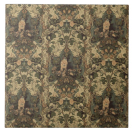 Azulejo Elegante Nouveau Floral Vintage con Aves