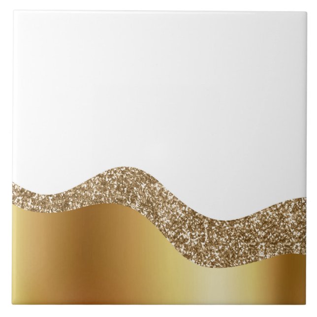 Azulejo Elegante Ola Blanca Oro  (Frente)