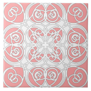 Azulejo Elegante, ornamental, moderno, rosa pastel, blanco