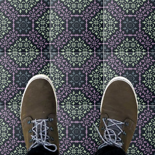 Azulejo Elegante Ornate Lacy Blue Cream Pattern