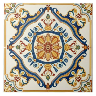 Azulejo Elegante Ornato Colorido Español