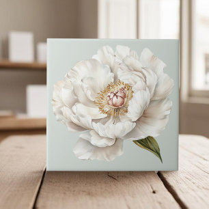 Azulejo Elegante país francés de marfil blanco peony