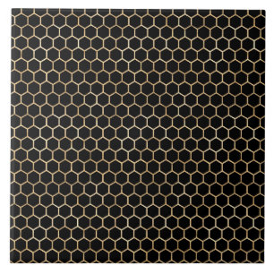 Azulejo Elegante panal de abeja negro dorado