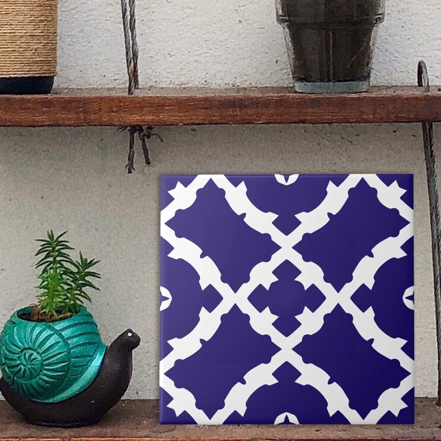 Azulejo Elegante patrón clásico de la marina azul y mosaic (Subido por el creador)