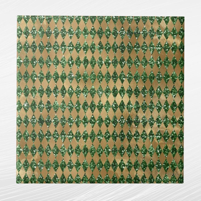 Azulejo Elegante patrón de diamante dorado verde (Subido por el creador)