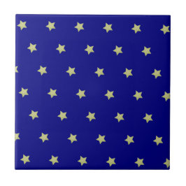 Azulejo Elegante patrón de estrella dorada y azul 