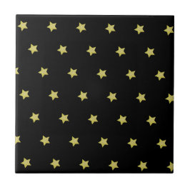 Azulejo Elegante patrón de estrellas en oro y negro