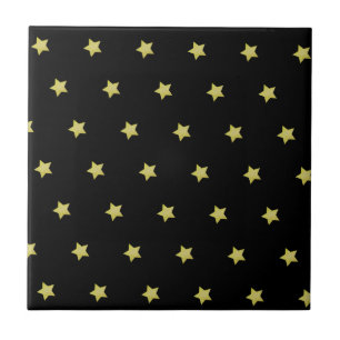 Azulejo Elegante patrón de estrellas en oro y negro