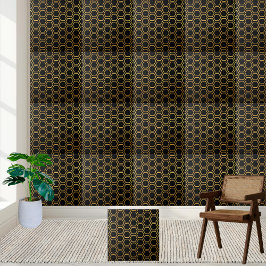 Azulejo Elegante patrón de hexágono de abeja negro y oro