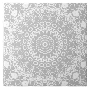 Azulejo Elegante patrón de mandala plateado