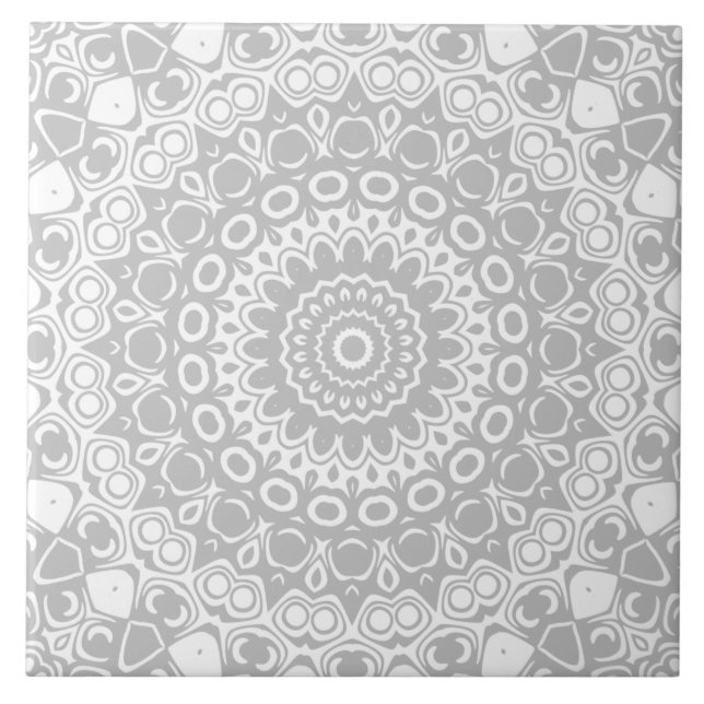 Azulejo Elegante patrón de mandala plateado (Frente)